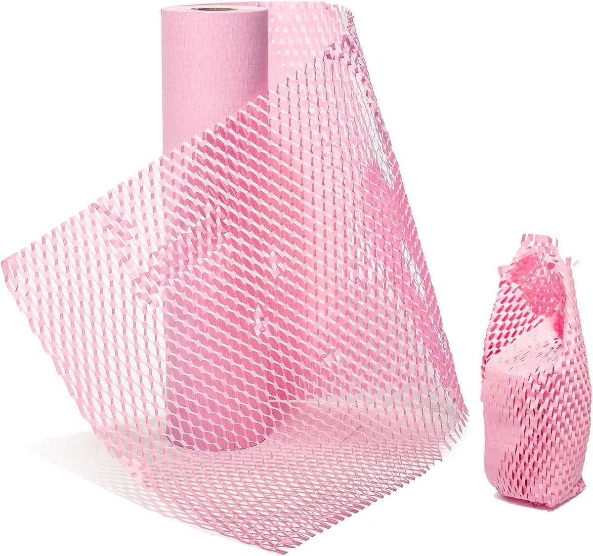 Honeycomb Packing Paper, Pink 15" x 1575'' Packing Paper, Wrapping Paper for Moving Shipping Packaging, Recyclable Moving Supplies With Fragile Sticker Labels and Twine (pink,15" x 1575'')
