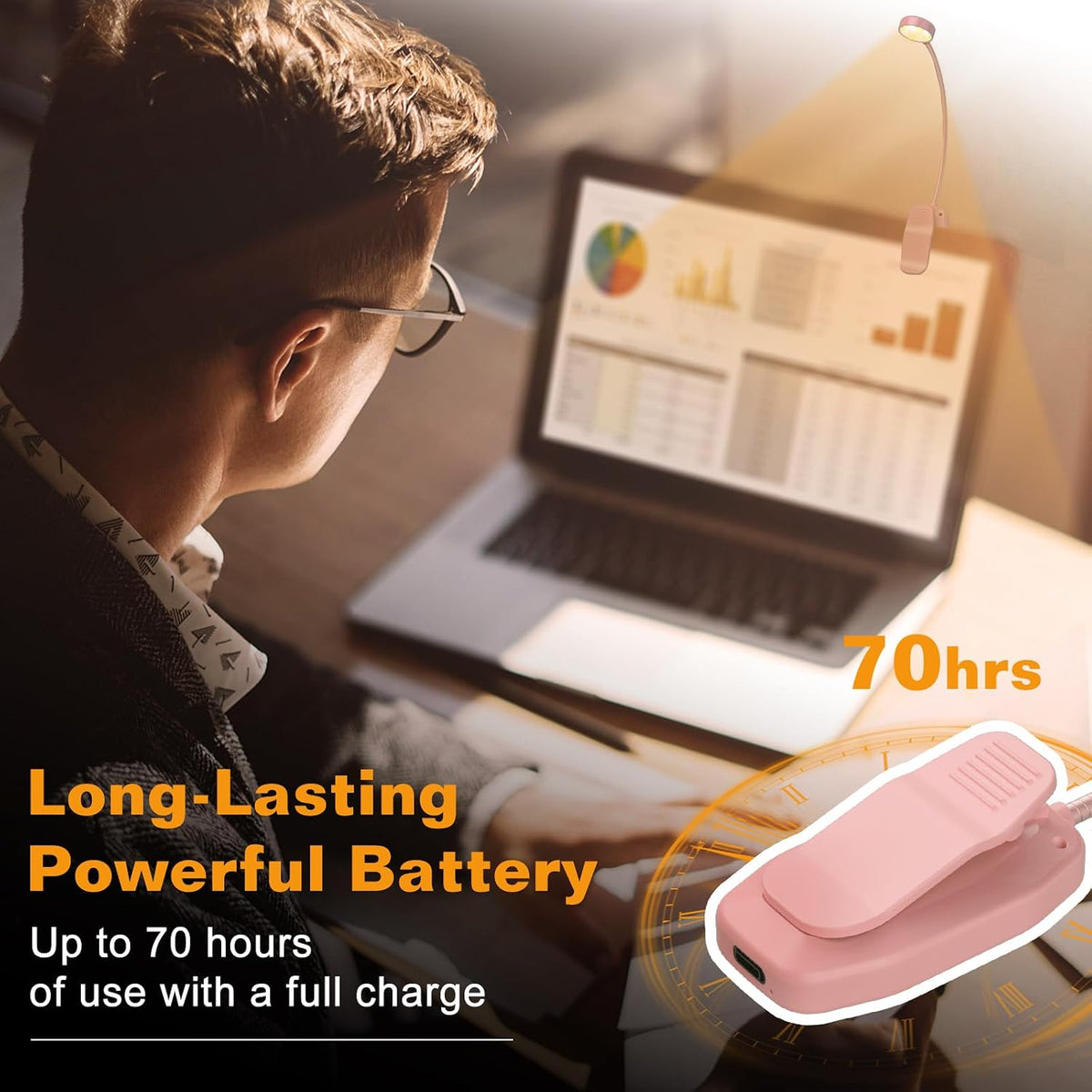 2 Pack Rechargeable Book Light Clip-On Reading Light for Books in Bed