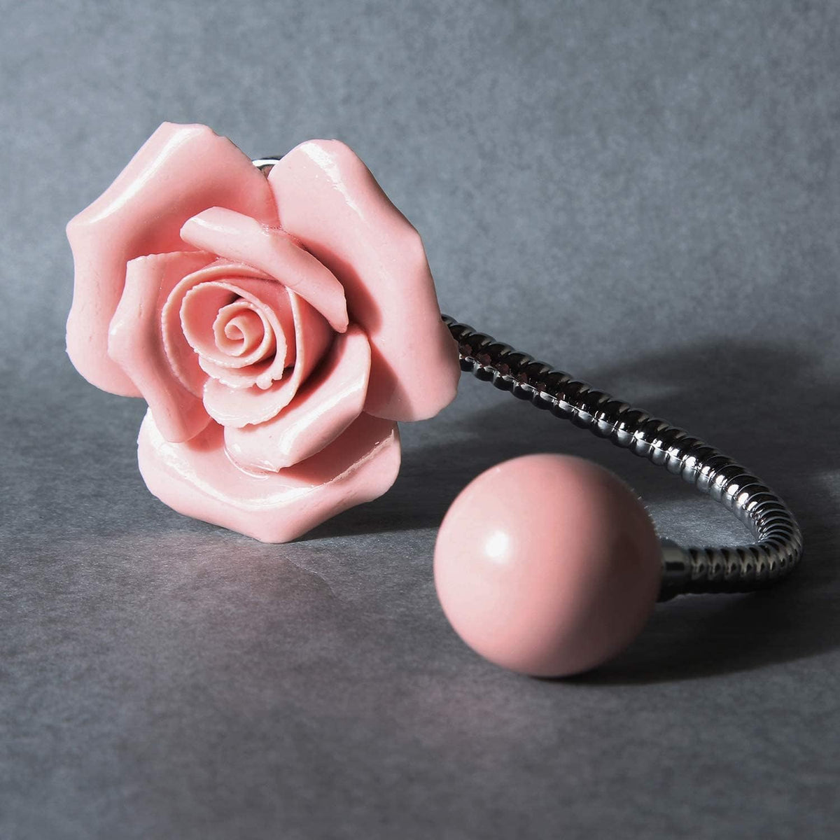 3D Flower Ceramic Wall Coat Hook, Rose Pink, 4 Pack