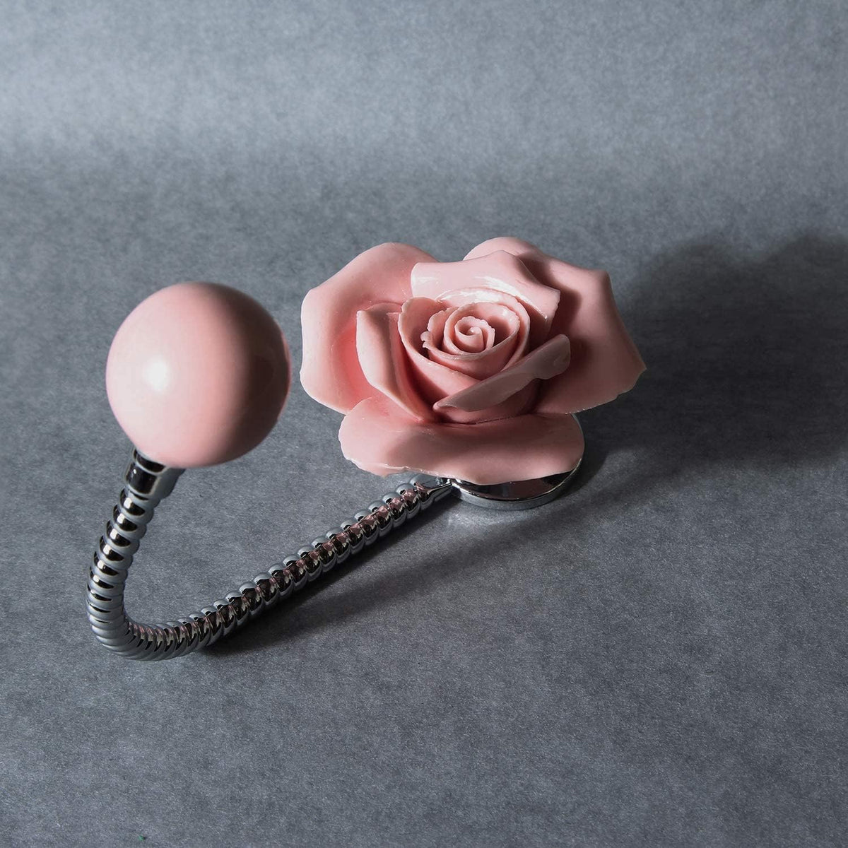 3D Flower Ceramic Wall Coat Hook, Rose Pink, 4 Pack
