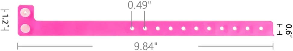 Plastic Wristbands Neon Pink 100 Pack, Viny Wristbands for Events