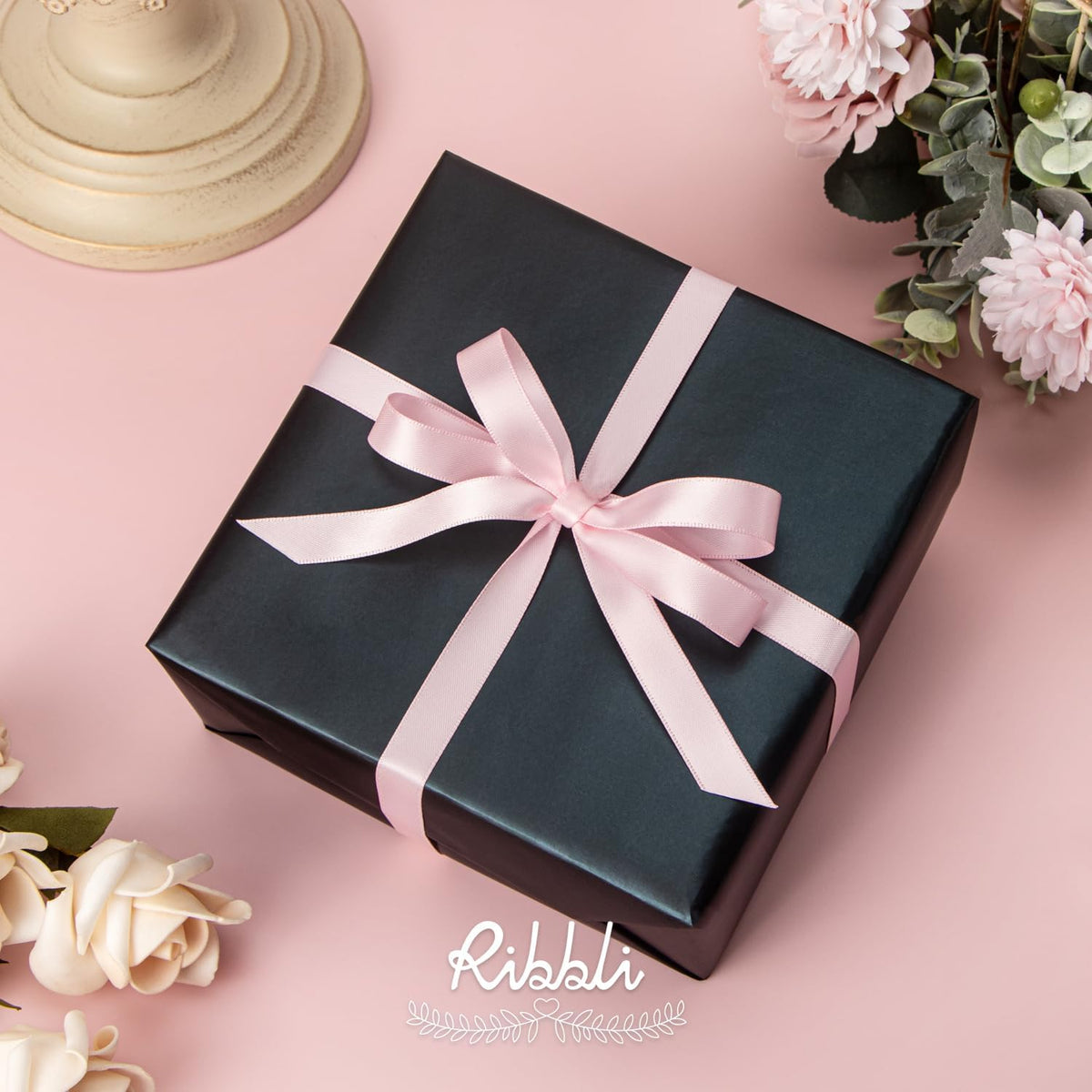 Light Pink Satin Ribbon Double Faced Satin 1/2 inch x Continuous 50 Yards-Light Pink Ribbon for Gift Wrapping Crafts Wedding Decoration Bows Bouquet Floral Arrangement