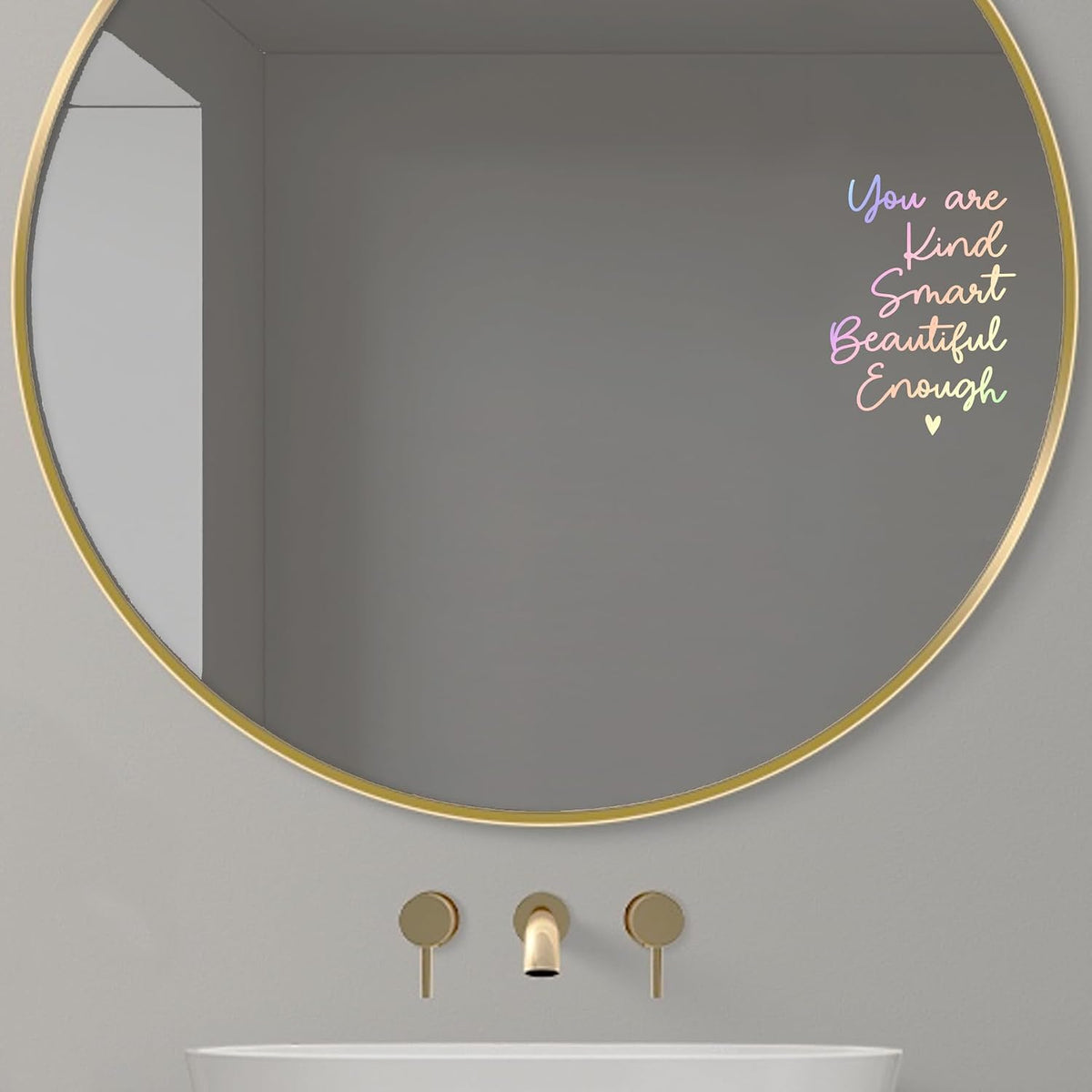 Mirror Sticker for Girls Room Bedroom - Vinyl Decal, Bathroom Wall Decals, Positive Affirmation, Slogan Wall Sticker, 5.5x7.7 Inch (Without Mirror)