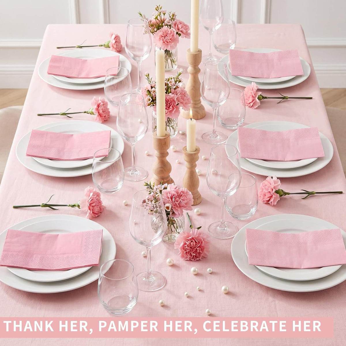 NatNarr 60 Pcs Pink Napkins, Disposable Hand Towels for Bathroom Light Pink Guest Dinner Napkin for Girls Birthday, Wedding, Baby Shower, Bathroom