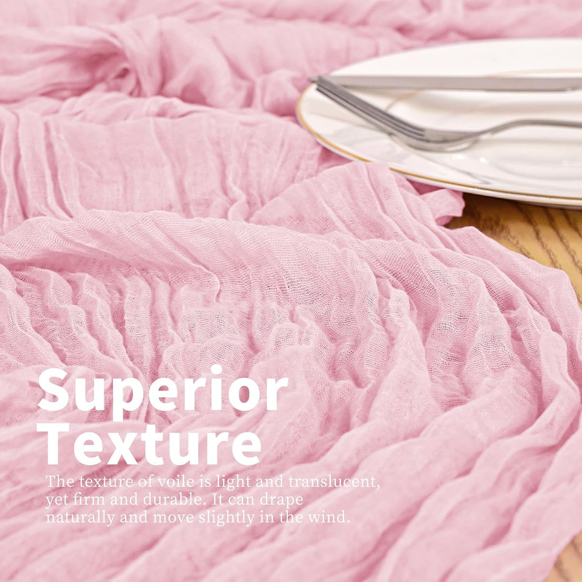 6 Pack Pink Cheesecloth Table Runner Boho Gauze Wedding Decor