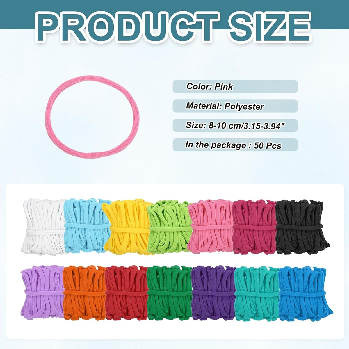 50 Pcs Potholder Loom Refill Loops, Elastic Potholder Weaving Refill Loops Knitting Kit Supplies in Rainbow Colors for Girls Beginners DIY Crafts 7" Weaving Loom, Pink
