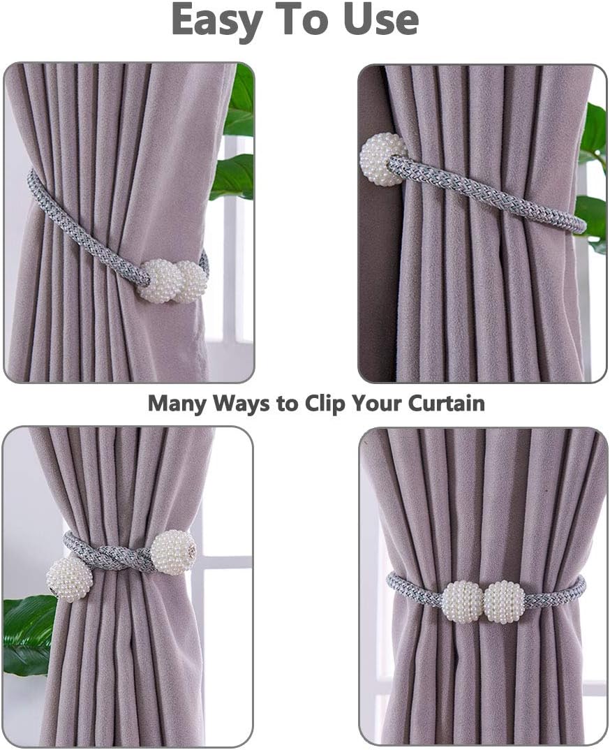 6 Pack Magnetic Curtain Tiebacks, Decorative Curtain Holdbacks for Window Décor (Pink)