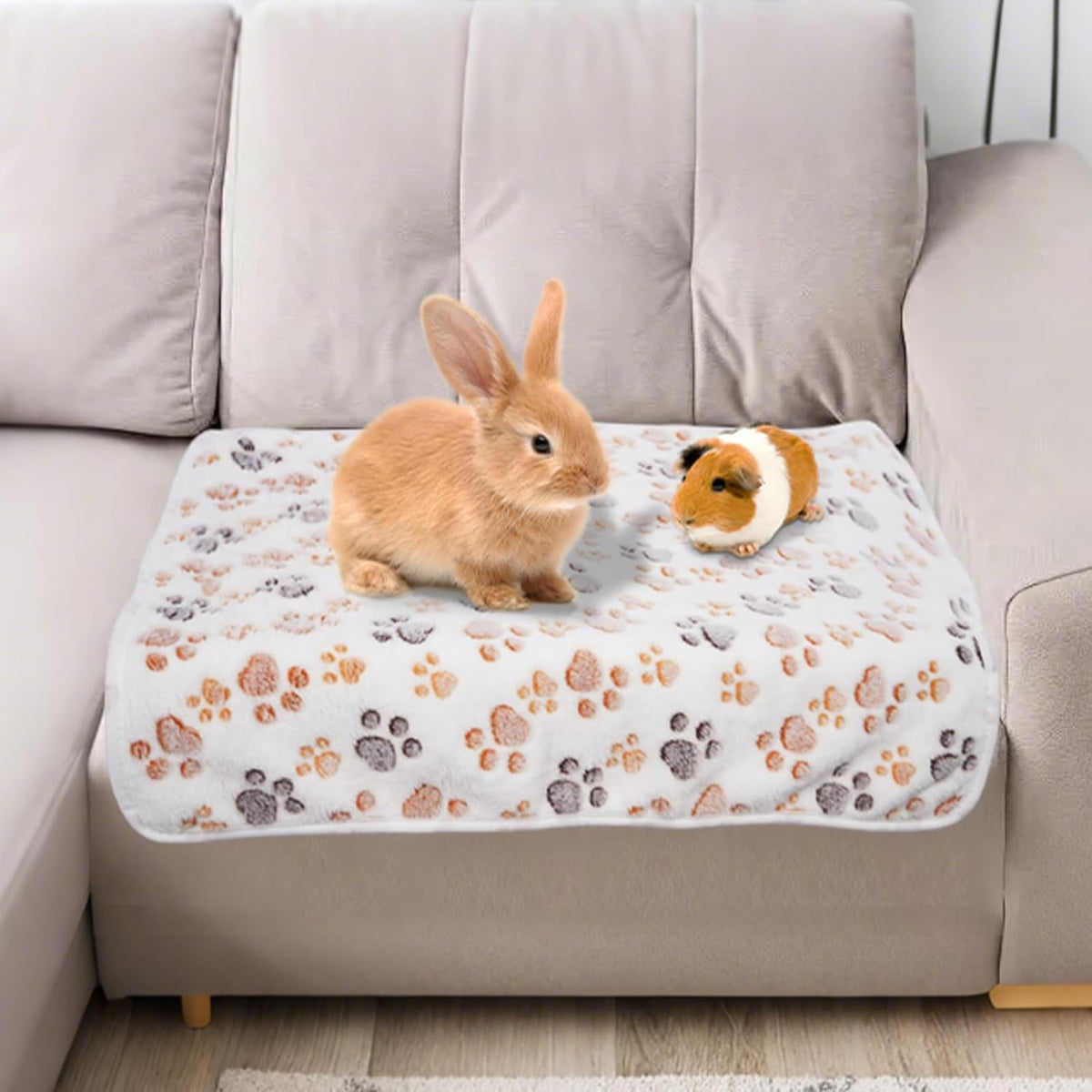 6 Pack Guinea Pig Cage Liner, Washable Guinea Pig Fleece Blankets Beding Accessories, Flannel Throw Warm Sleep Mat, Pet Pee Pads for Small Animal Hamster Rabbit Puppy Cat (Light Color, 26x14 Inch)