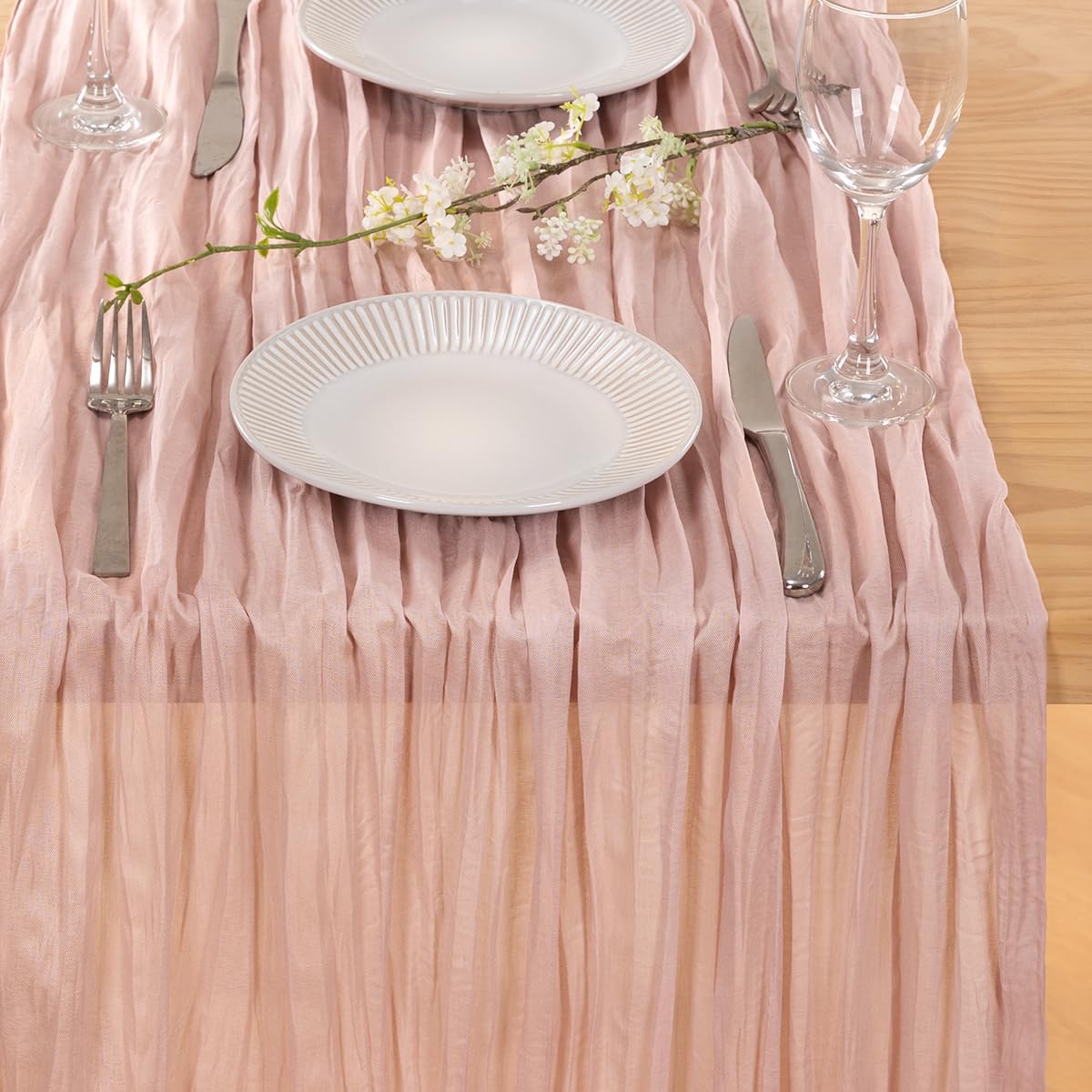 12 Pack Pink Table Runner 10ft Rustic Gauze Cheesecloth Table Decor