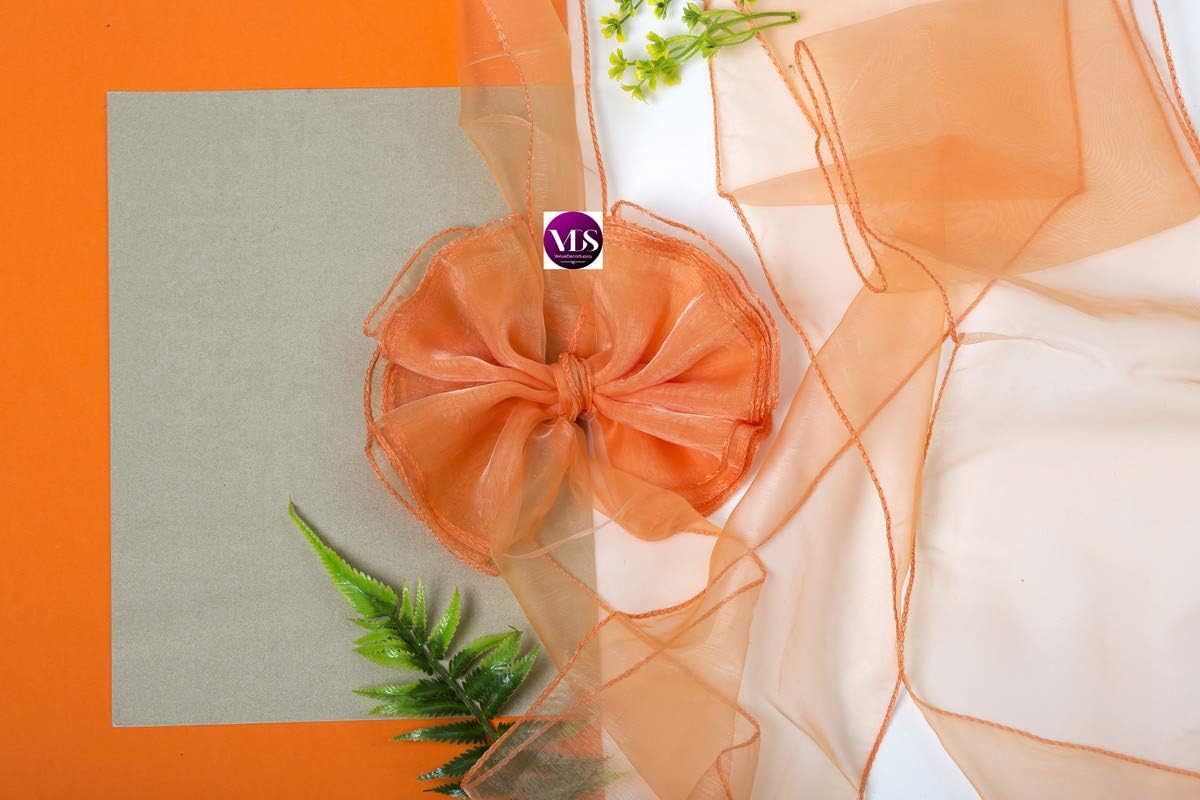 Pack of 175 Organza Chair Sashes for Weddings & Events Décor | Sheer Shiny Dining Chair Bows for Banquet, Party, Reception | Reusable Decorative Sash for Folding & Chiavari Chairs - Peach