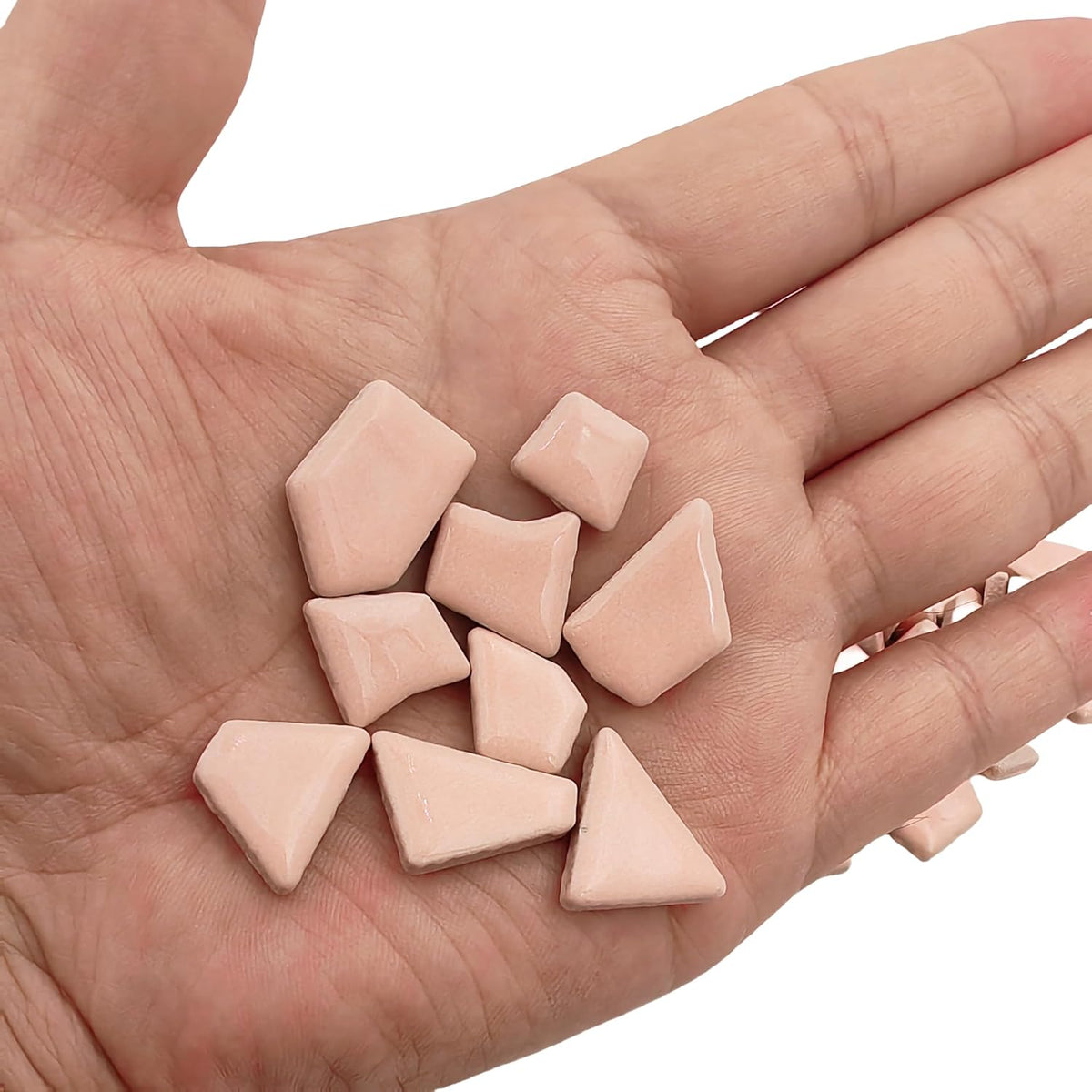 1.1LB Irregular Ceramics Mosaic Tiles, Mosaic Pieces Stones for DIY Mosaic Making Craft Hobby Arts Home Wall Decoration (Pink)