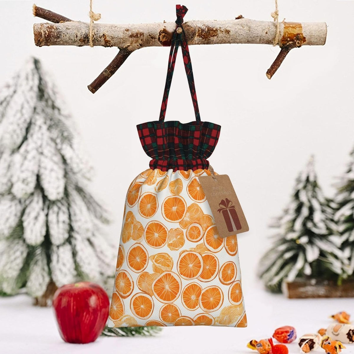 Drawstring Gift Bags (Peach) Print Present Wrap Bags 4.7 x 6.9 inches Reusable Pouches Cloth Storage Bag for Christmas Wedding Birthday Parties Anniversary Supplies