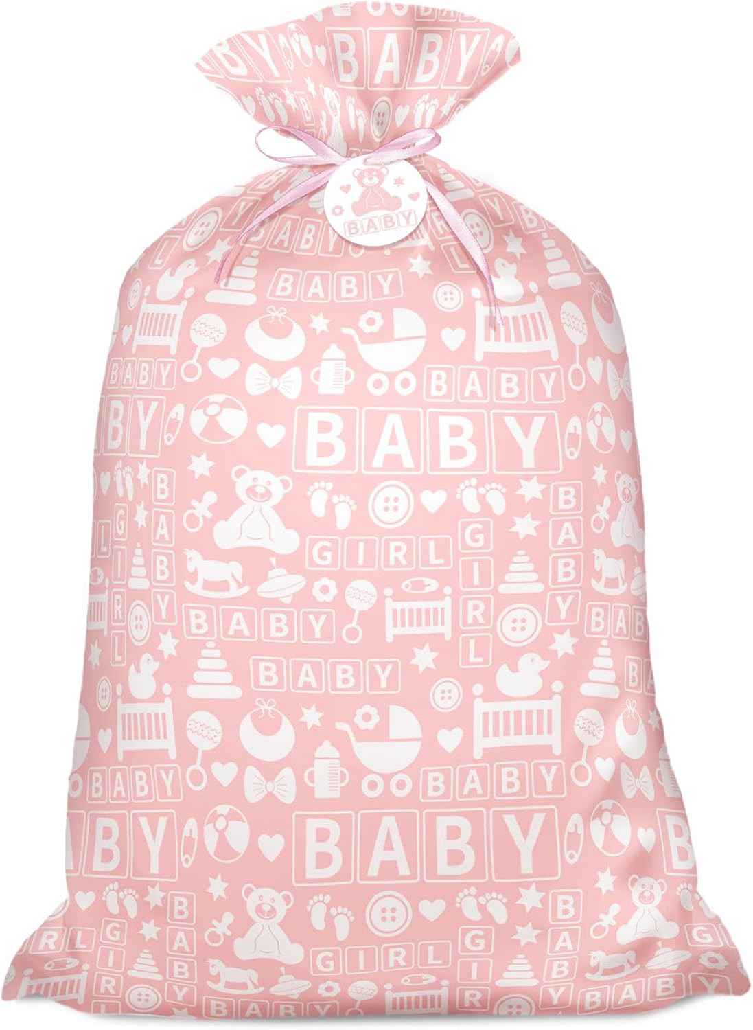 56 Inch Extra Large Pink Plastic Gift Bag for Baby Girls