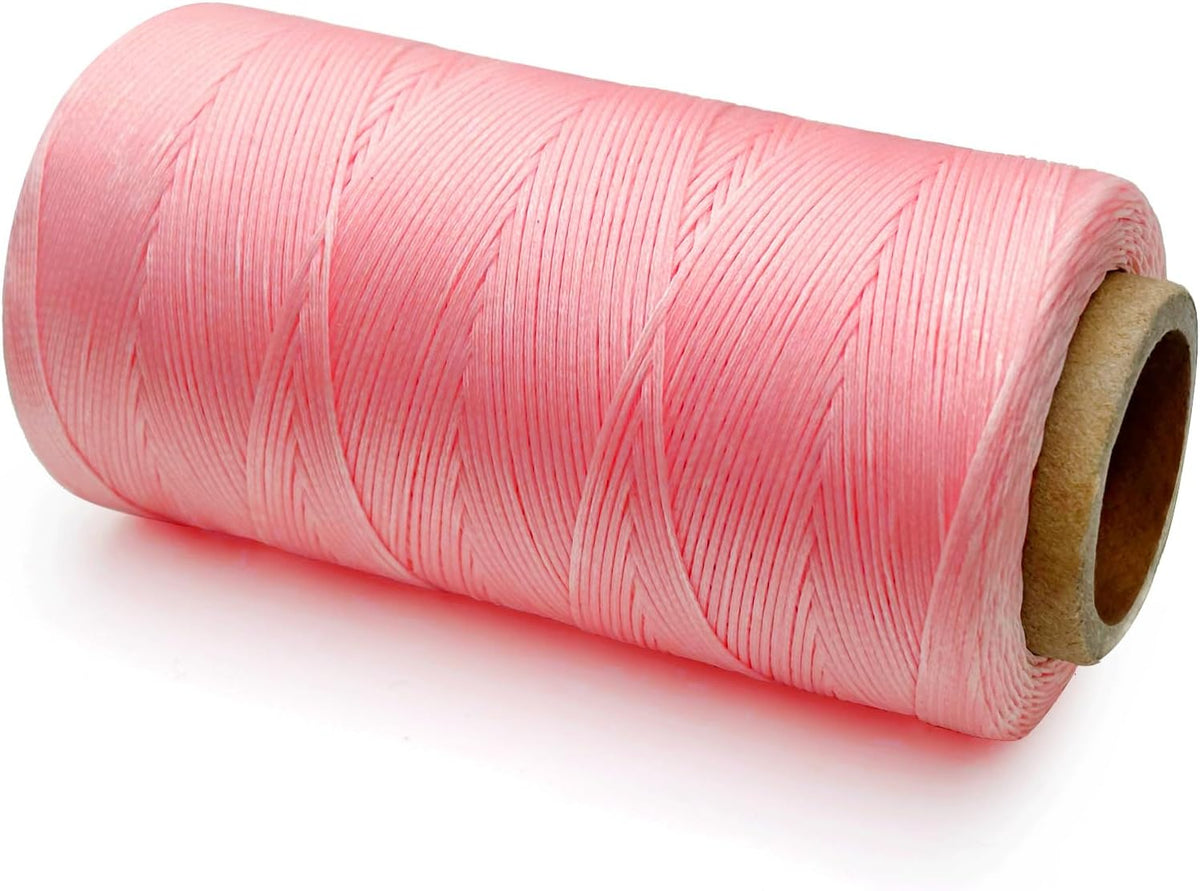 Flat Waxed Thread for Leather Sewing Wax String Polyester Cord Craft Stitching Bag Bookbinding Sail Bracelet Braid Jewelry DIY (1.2mm 300D, Peach Pink)
