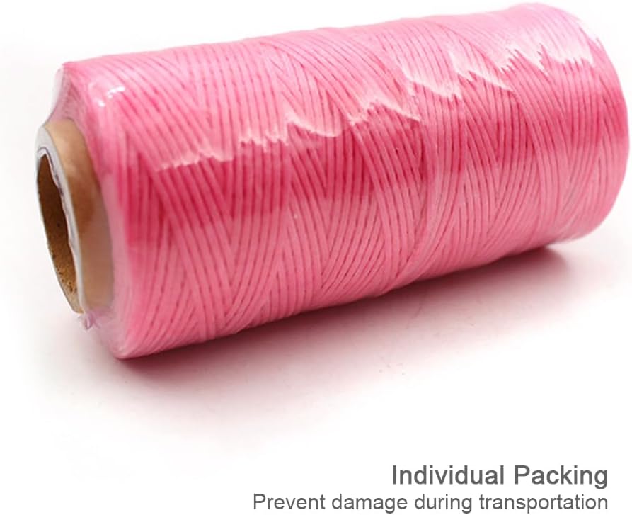 Flat Waxed Thread for Leather Sewing Wax String Polyester Cord Craft Stitching Bag Bookbinding Sail Bracelet Braid Jewelry DIY (1.2mm 300D, Peach Pink)