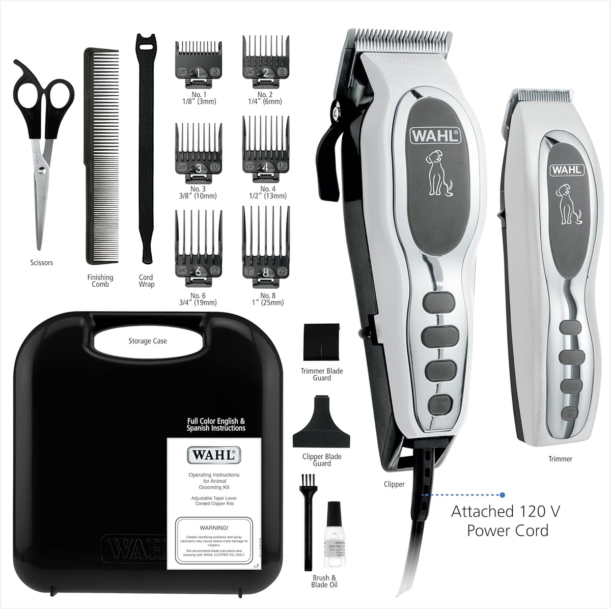 Wahl USA Pet-Pro Corded Clipper & Battery Trimmer Pet Grooming Combo Kit for Dogs with Light to Thick Coats, The Brand Used by Professionals - Model 9284