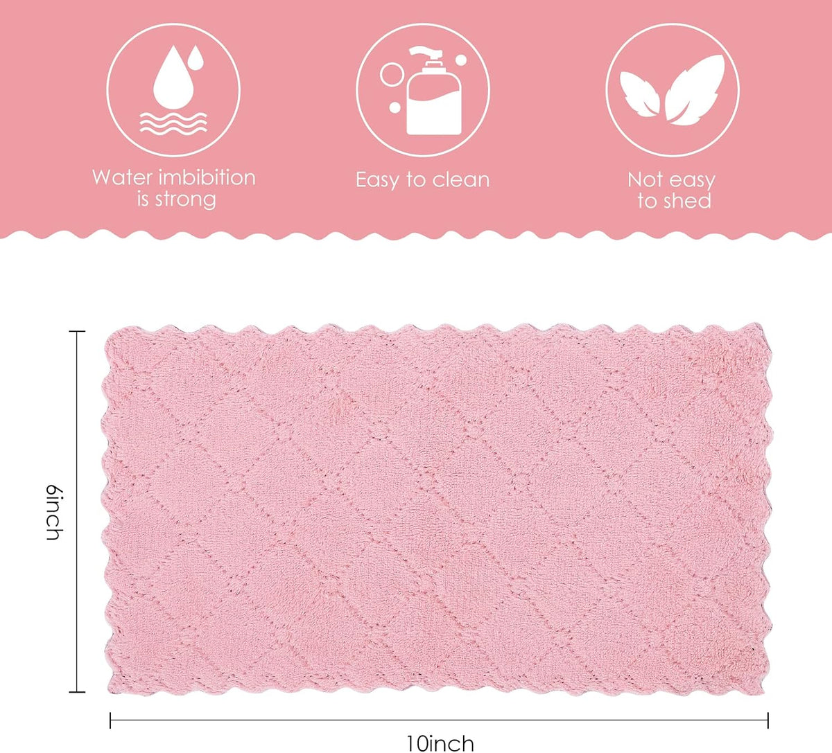 11Pack Kitchen Dish Cloths Reusable Dish Towels,Super Absorbent Coral Velvet Cleaning Cloths for Cleaning Tableware, Kitchen, Bathroom(Pink grey10 x 6")
