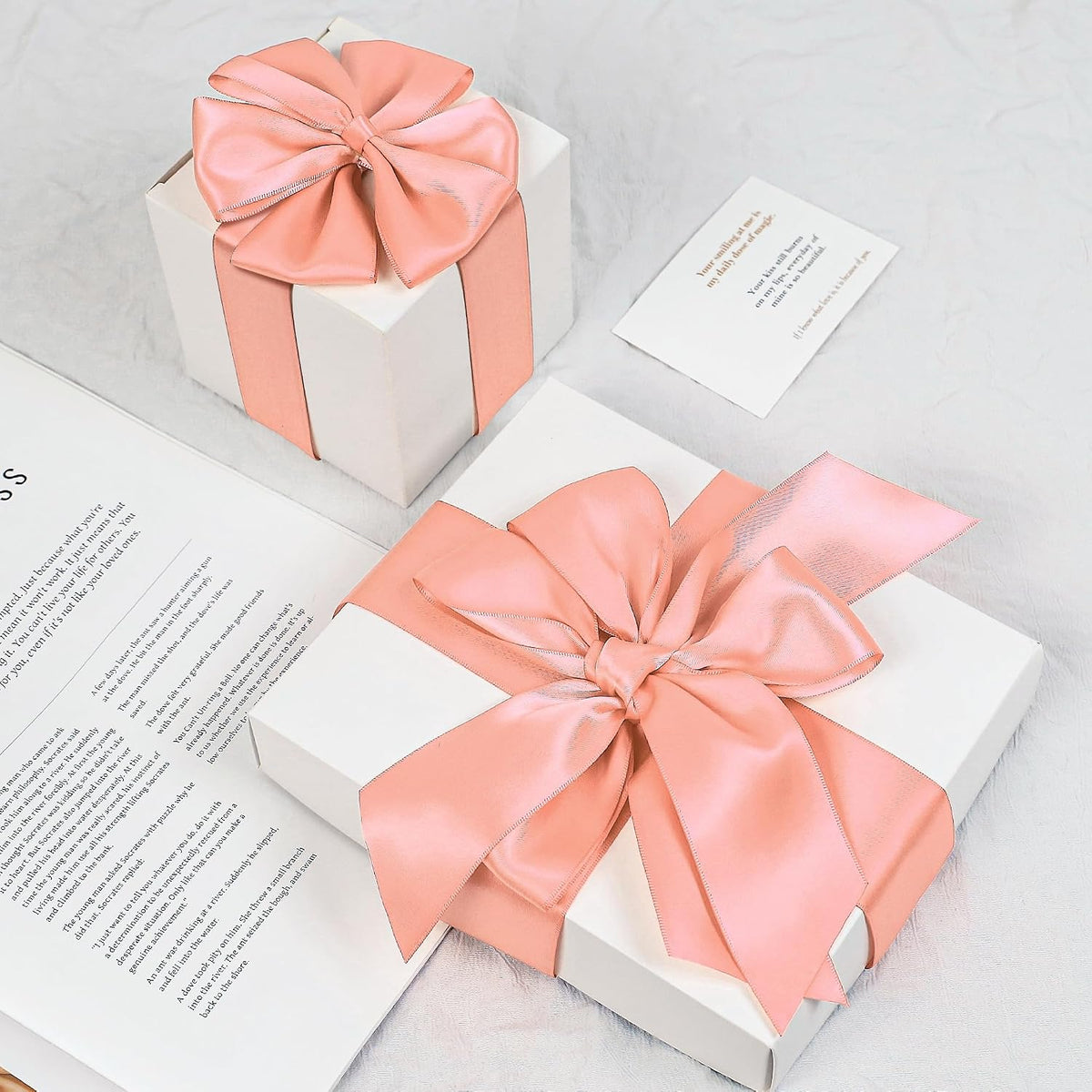 Peach Satin Ribbon, Double Faced 2 Inch X 25 Yards Peach Ribbon, Premium Satin Ribbons for Gift Wrapping, Crafts, Hair Bow Making, Sewing, Flower Bouquet, Wedding Party Decor