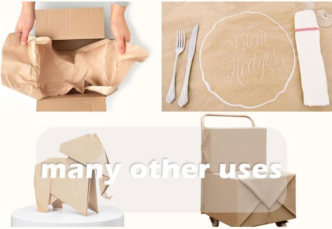 17.8" x 1,440" (120') Light Pink Kraft Paper Roll for Craft Bulletin Board Paper Art Table Covering Crafting Gift Wrapping Bouquet Packing Parcel 80GSM 55LB (Light Pink, 17.8" x 120')