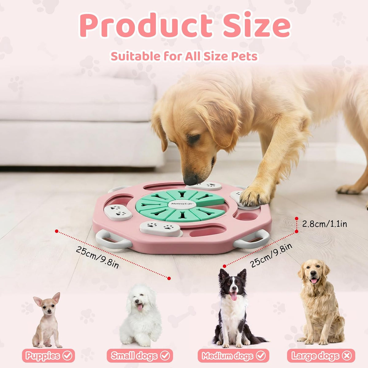 MateeyLife Dog Puzzle Toy for Smart Dogs, Mental Stimulation Dog Enrichment Toys, Treat Dispensing Dog Toys to Keep Them Busy for Small and Medium Dogs, IQ Training Puzzle Feeder, Level-1 (Pink)