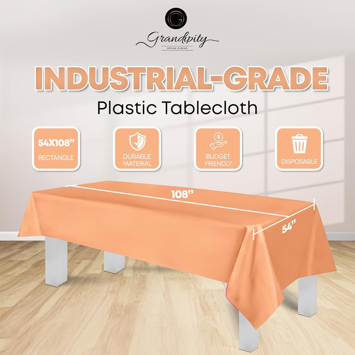 Plastic Table Cloth Disposable 12 Pack 54” x 108” Rectangle