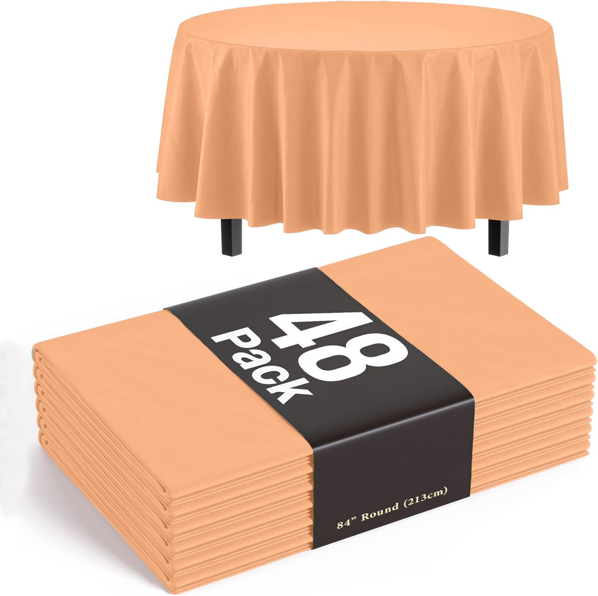 Peach Round Tablecloths Plastic Table Cloth Disposable 48 Pack 84" Inch Round Table Cloth Disposa