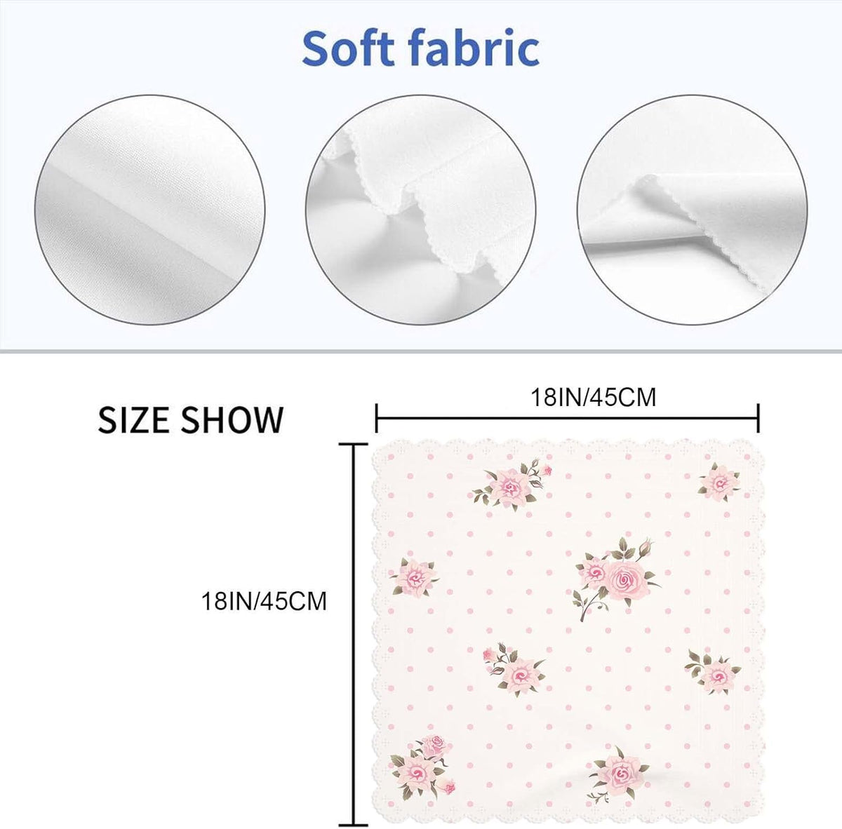 Yibeas Floral Polka Dot Background Cloth Napkins Dinner Table Napkins Shabby Chic Style Pattern with Pink Roses Washable Reusable Napkins Set of 4 Home Holiday Party Wedding