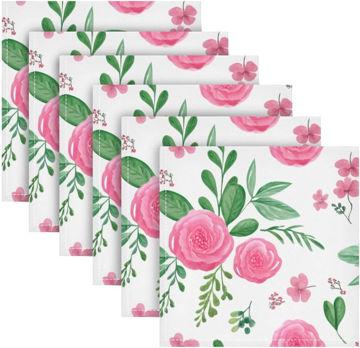YETTASBIN Pink Flowers Cloth Napkins Set of 1, Reusable Washable Oversized Table Napkins for Family Wedding Dinner Party Home Decor, 20 Inch