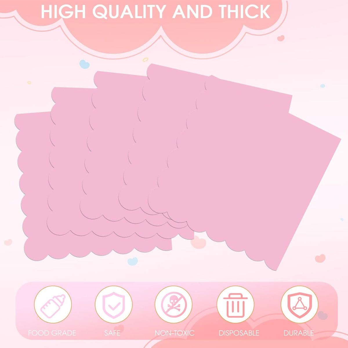 40PCS Pink Scalloped Napkins,2 Ply 6.5 x 6.5 Inch Pink Dinner Napkins Disposable Light Blush Paper Napkins Ideal for Party, Wedding,Bridal Shower & Home Gatherings