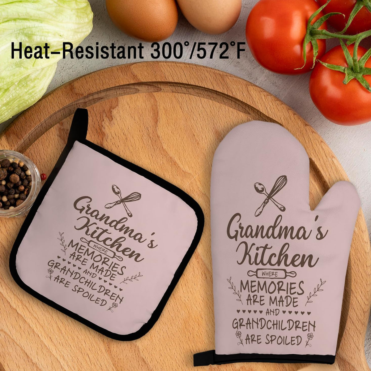 Grandma's Kitchen Oven Mitts and Pot Holders Sets, Grandma Oven Mittens - Kitchen Decor, Gifts for Gigi, Nana, Mimi, Mother's Day, Birthday