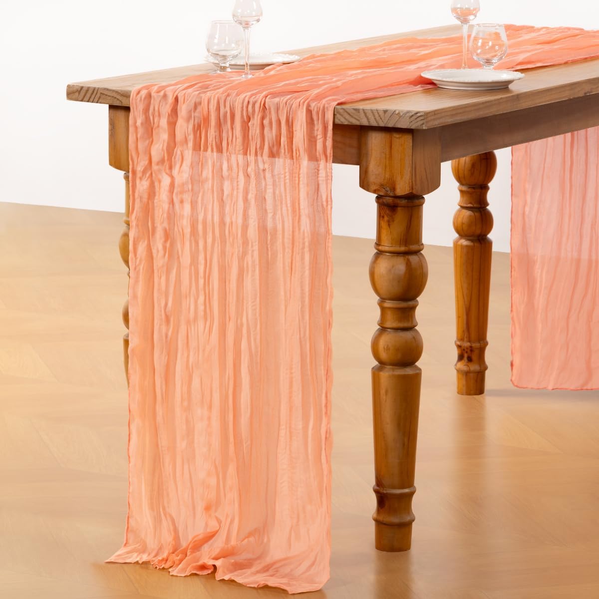Peach Cheesecloth Table Runners 6 Pack Summer Boho Runners