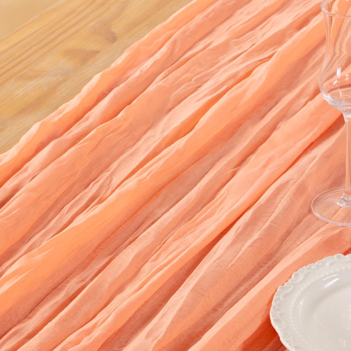 Peach Cheesecloth Table Runners 6 Pack Summer Boho Runners