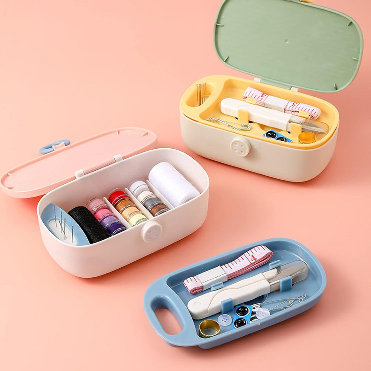 Sewing Project Kit, 135 Pcs Family Sewing Supplies Repair Kit Traveler Sewing Kit Sewing Thread Accessories DIY Sewing Supplies Organizer (Green) (Pink)