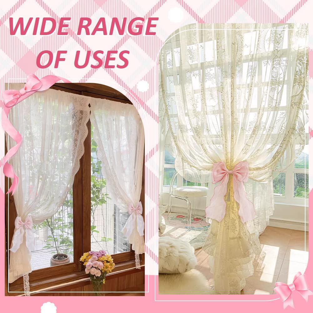 4pcs Bow Curtain Tiebacks French Silky Curtain Holdbacks