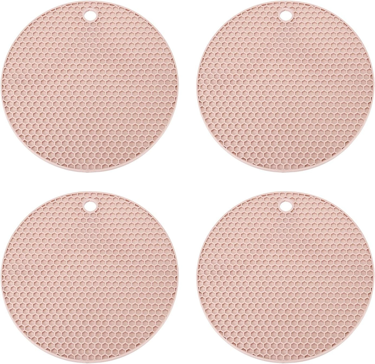 Silicone Trivet Mats for Hot Dishes 7 Inch, 4 Pcs Multi-Functional Non-Slip Hot Pads Heat Resistant Pot Holder Hot Plate Mats for Kitchen Counter Table, Pink