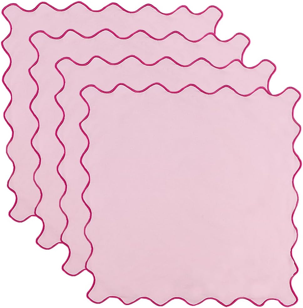 Dinner Napkins, Cotton Linen Blend Napkins Set of 4 Perfect for Parties Dinners Weddings Cocktail Christmas Cloth Napkins Washable & Reusable 18x18 (Pink, 18" x 18", 4PCS)