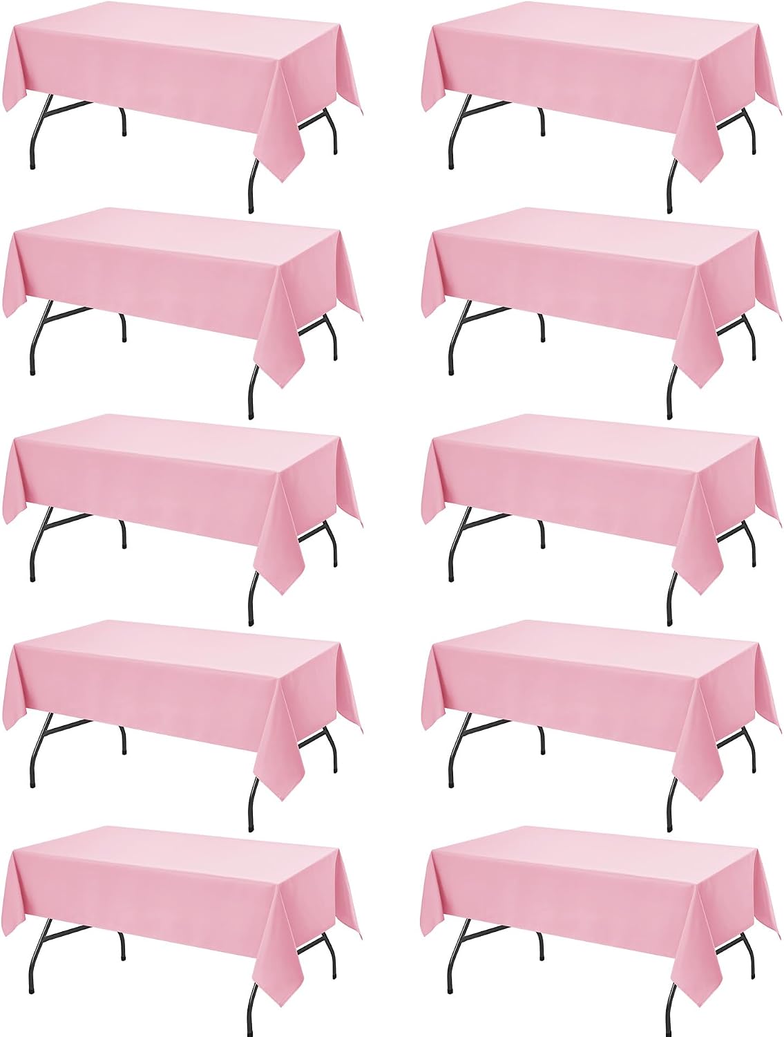 10-Pack Pink Tablecloths for Rectangle Tables, 54 x 108 Inches