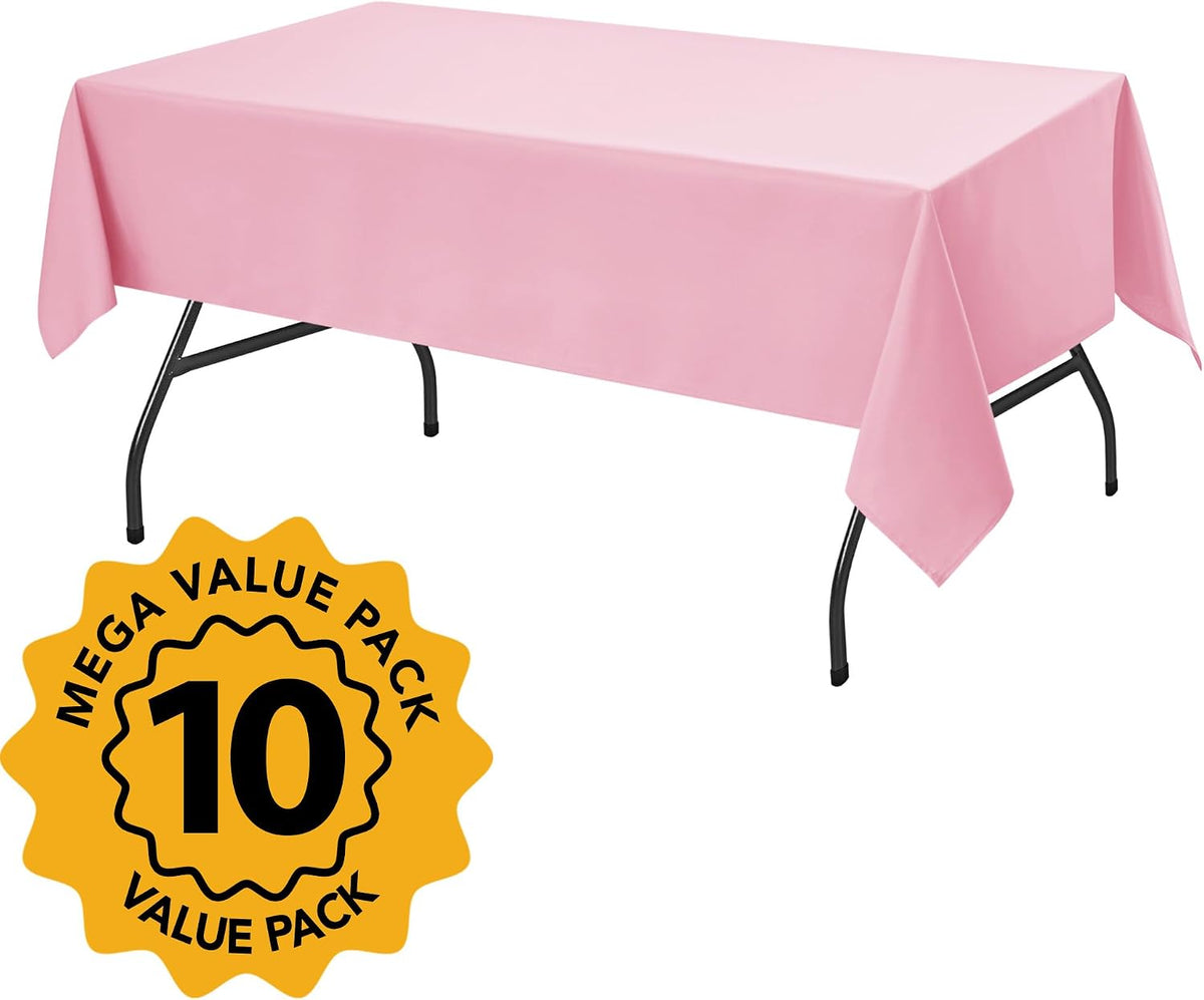10-Pack Pink Tablecloths for Rectangle Tables, 54 x 108 Inches