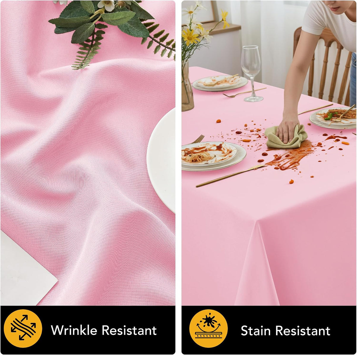 10-Pack Pink Tablecloths for Rectangle Tables, 54 x 108 Inches