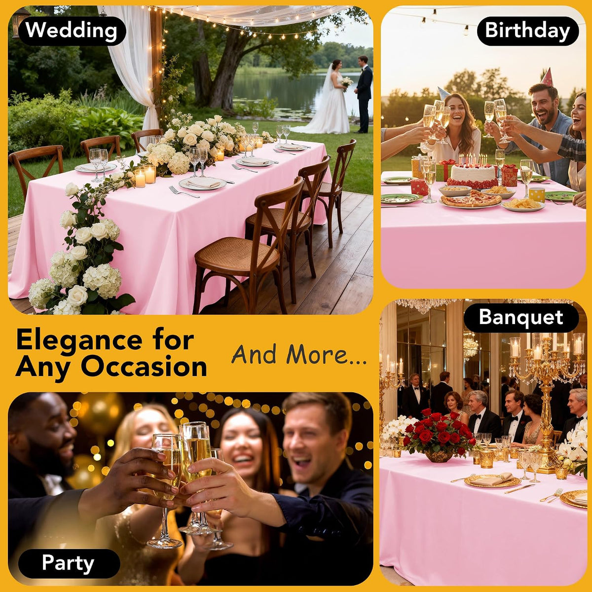 10-Pack Pink Tablecloths for Rectangle Tables, 54 x 108 Inches