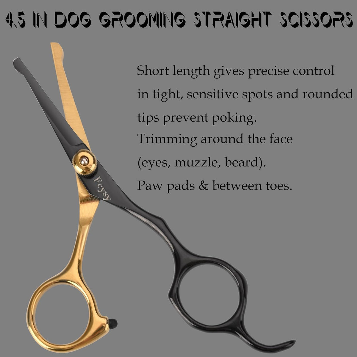 Dog Grooming Scissors Kit, Fcysy Professional Pet Shears for Cats at Home, Dog Grooming Tools with Curved & Straight Blades Scissors Thinning Shears Pet Supply Set