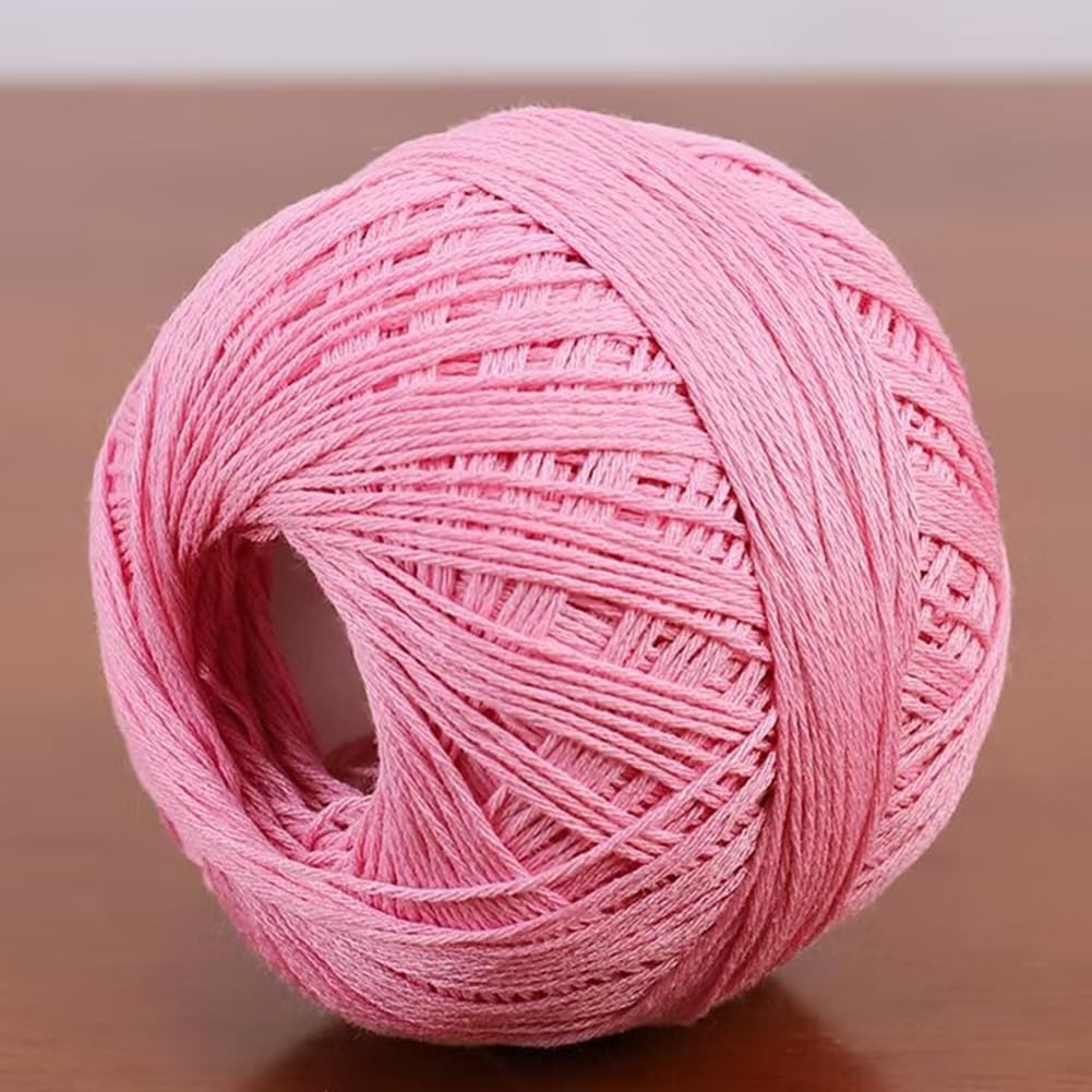 3 Rolls of Cotton Yarn - 50g/Roll, Cotton Linen Lace Thread for Knitting & Crocheting, Size 6 Knitting Thread Lace, Blending 60% Cotton and 40% Linen (#21 Bright Peach)