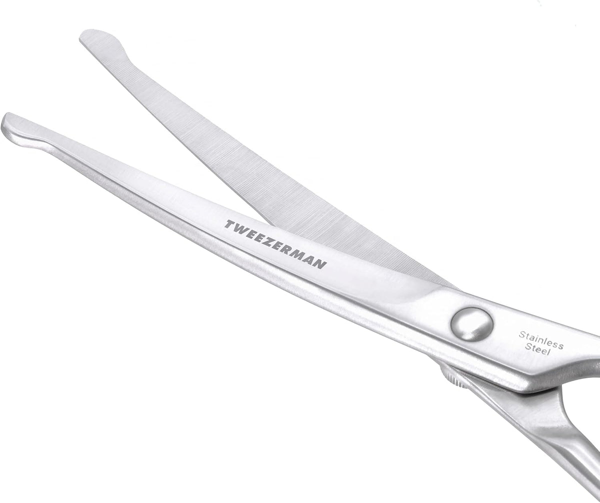 Tweezerman 7" Pet Grooming Scissors with Safety Round Tips, Professional Curved Grooming Shears for Dogs and Cats