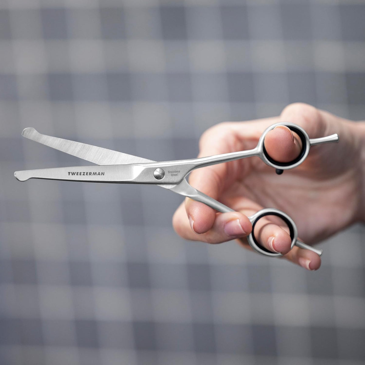 Tweezerman 7" Pet Grooming Scissors with Safety Round Tips, Professional Curved Grooming Shears for Dogs and Cats