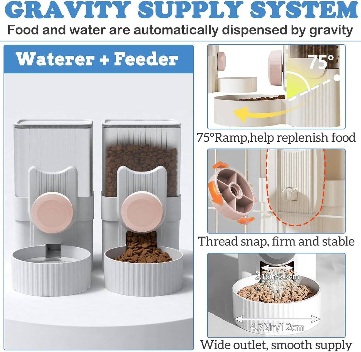 kathson Rabbit Gravity Auto Feeder Set 35oz Hanging Automatic Food Water Dispenser Cage Automatic Feeder Set for Rabbit Chinchilla Guinea Pig Hedgehog Ferret Kitty Puppy (Pink)