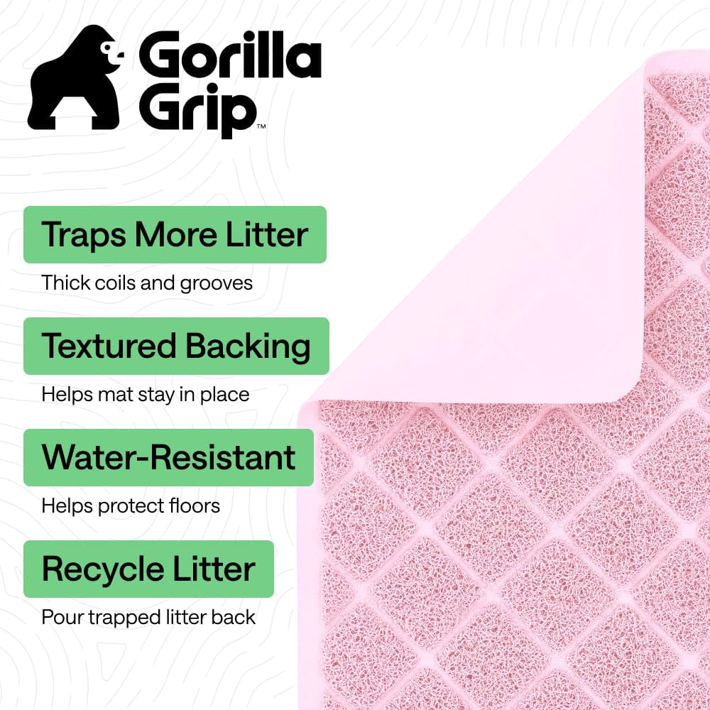 Cat Litter Box Mat, Coiled Mesh Trapping Mats 17x11 Light Pink