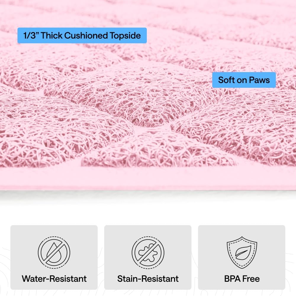 Cat Litter Box Mat, Coiled Mesh Trapping Mats 17x11 Light Pink