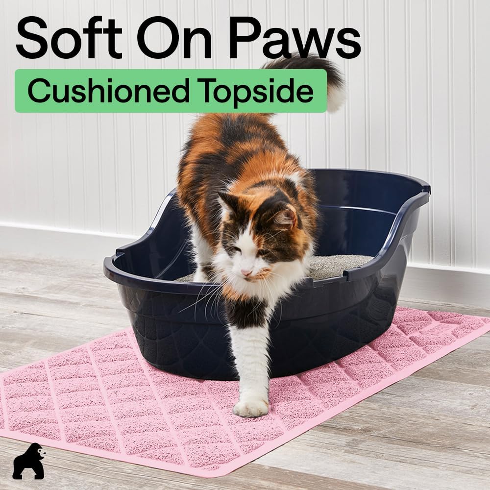 Cat Litter Box Mat, Coiled Mesh Trapping Mats 17x11 Light Pink