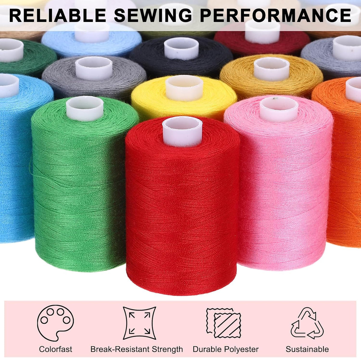 4 Spool Sewing Thread, Pink #1819 1000 Yards/Spool