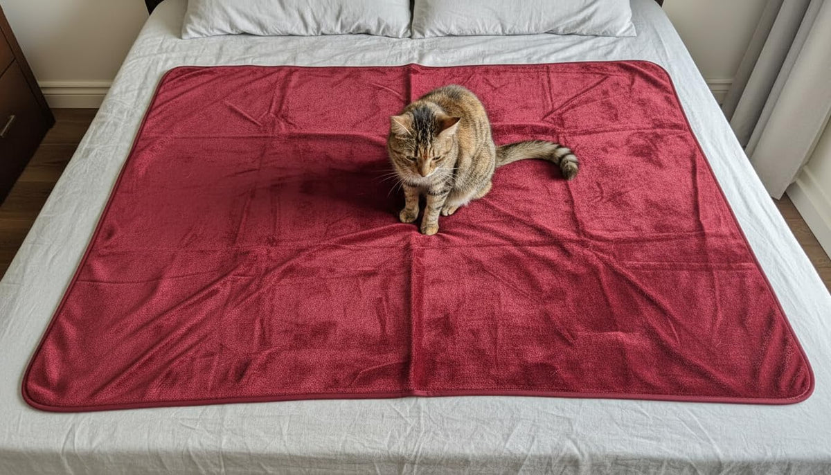 Waterproof Reversible Blanket - Leakproof Furniture Protector, Throw for Sofa, Bed, Car Seat, Couch Cover for People, Pets, Cats & Dogs - Machine Washable - Red Wine Flannel & Gold Sherpa (40” x 60”)